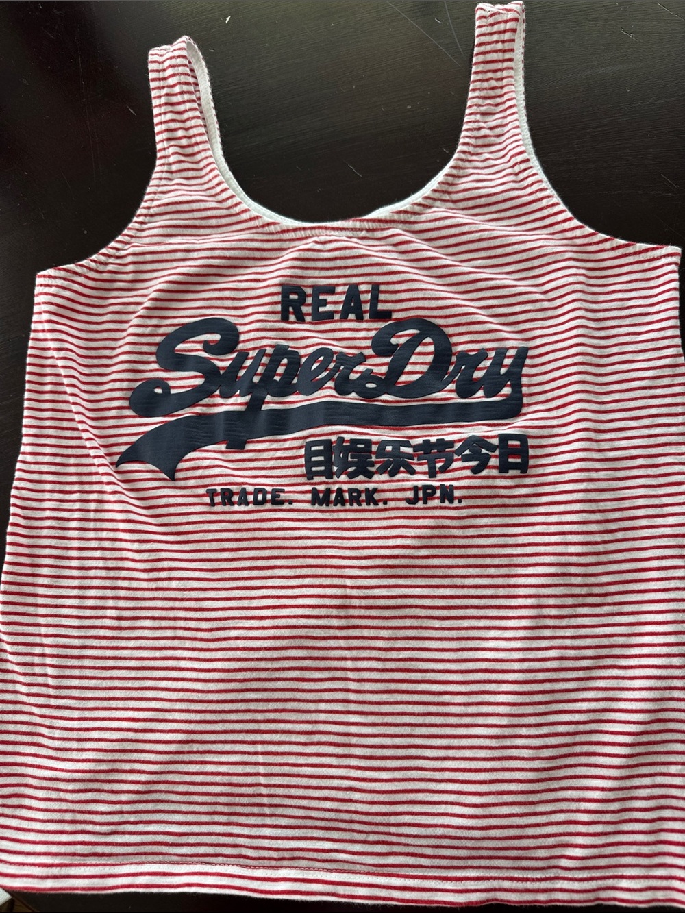 Superdry Red & White Striped Logo Tank Top